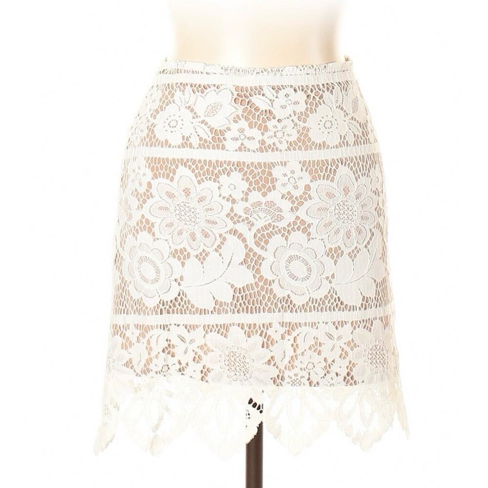 For Love & Lemons A-line Cream Lace Skirt S
